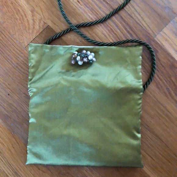 Metallic Green Jewelry Pouch with Roped Strap - Picture 5 of 6